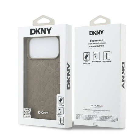 Apple iPhone 17 Pro Max Kılıf DKNY Orjinal Lisanslı M-safe Şarj Özellikli 3D Yazılı Grid Pattern Kapak