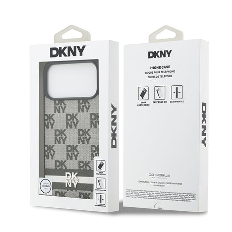 Apple iPhone 17 Pro Max Kılıf DKNY Orjinal Lisanslı M-safe Şarj Özellikli 3D Yazılı Metal Logolu Kapak