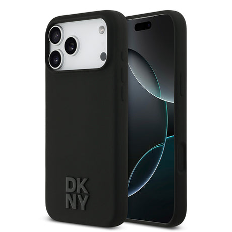 Apple iPhone 17 Pro Max Kılıf DKNY Orjinal Lisanslı M-safe Şarj Özellikli Metal Logolu Silikon Kapak