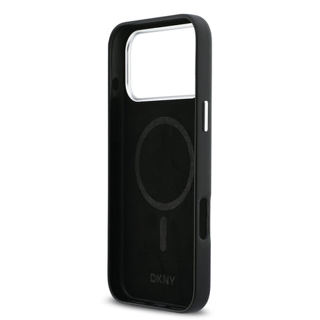 Apple iPhone 17 Pro Max Kılıf DKNY Orjinal Lisanslı M-safe Şarj Özellikli PU Büyük Dikey Logolu Kapak