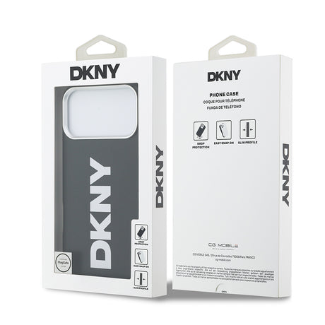 Apple iPhone 17 Pro Max Kılıf DKNY Orjinal Lisanslı M-safe Şarj Özellikli PU Büyük Dikey Logolu Kapak