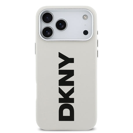 Apple iPhone 17 Pro Max Kılıf DKNY Orjinal Lisanslı M-safe Şarj Özellikli PU Büyük Dikey Logolu Kapak
