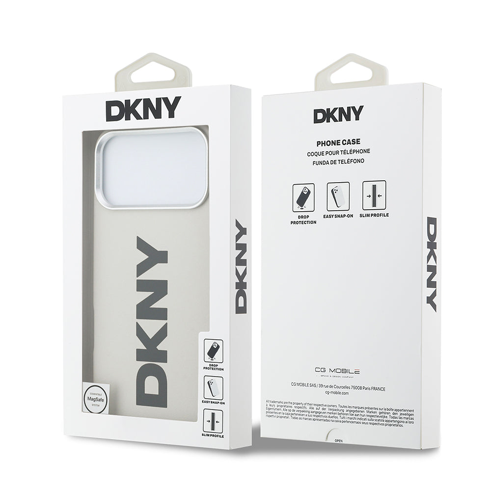 Apple iPhone 17 Pro Max Kılıf DKNY Orjinal Lisanslı M-safe Şarj Özellikli PU Büyük Dikey Logolu Kapak