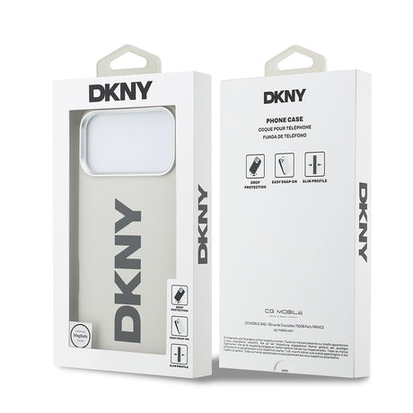 Apple iPhone 17 Pro Max Kılıf DKNY Orjinal Lisanslı M-safe Şarj Özellikli PU Büyük Dikey Logolu Kapak