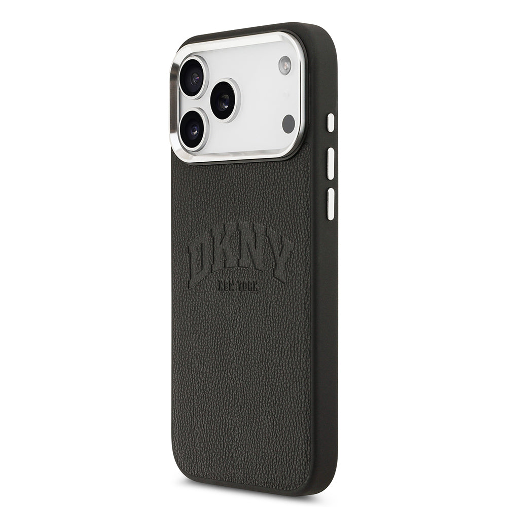 Apple iPhone 17 Pro Max Kılıf DKNY Orjinal Lisanslı M-safe Şarj Özellikli PU Deri Kabartmalı Kapak