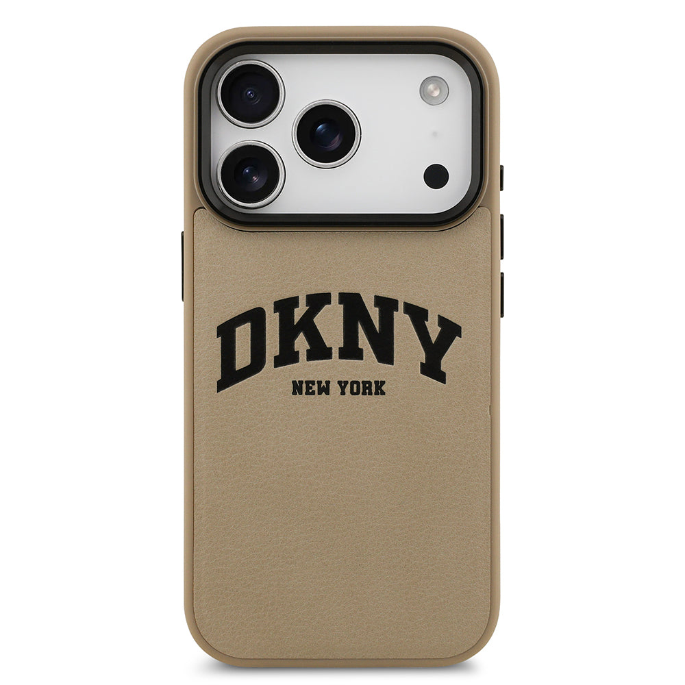 Apple iPhone 17 Pro Max Kılıf DKNY Orjinal Lisanslı M-safe Şarj Özellikli PU Deri Kabartmalı Kapak