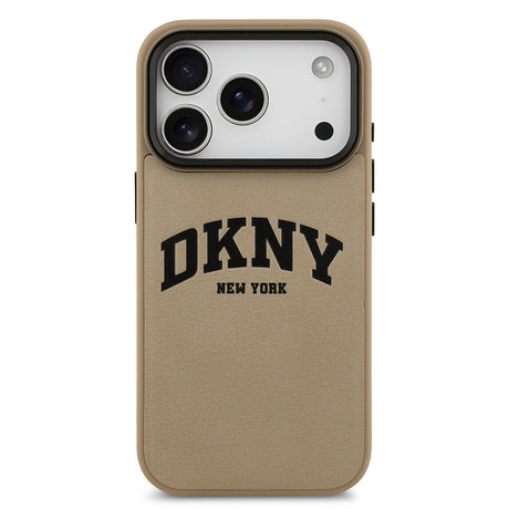 Apple iPhone 17 Pro Max Kılıf DKNY Orjinal Lisanslı M-safe Şarj Özellikli PU Deri Kabartmalı Kapak