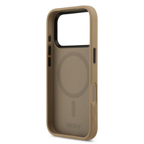 Apple iPhone 17 Pro Max Kılıf DKNY Orjinal Lisanslı M-safe Şarj Özellikli PU Deri Kabartmalı Kapak