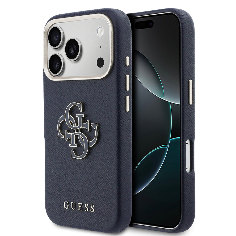 Apple iPhone 17 Pro Max Kılıf Guess Orjinal Lisanslı 4G Büyük Metal Kamera Çerçeveli PU Deri Resin Kapak