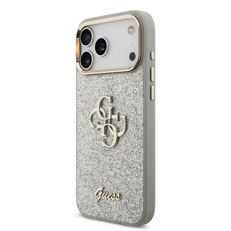 Apple iPhone 17 Pro Max Kılıf Guess Orjinal Lisanslı 4G Büyük Metal Kamera Çerçeveli ve Logolu Glitter Kapak