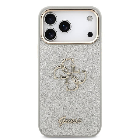 Apple iPhone 17 Pro Max Kılıf Guess Orjinal Lisanslı 4G Büyük Metal Kamera Çerçeveli ve Logolu Glitter Kapak