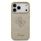 Apple iPhone 17 Pro Max Kılıf Guess Orjinal Lisanslı 4G Büyük Metal Kamera Çerçeveli ve Logolu Glitter Kapak
