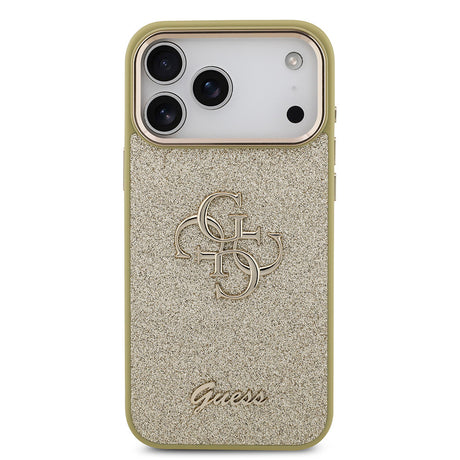 Apple iPhone 17 Pro Max Kılıf Guess Orjinal Lisanslı 4G Büyük Metal Kamera Çerçeveli ve Logolu Glitter Kapak
