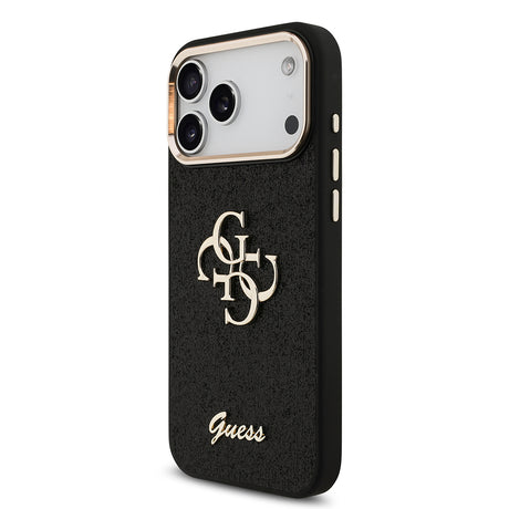 Apple iPhone 17 Pro Max Kılıf Guess Orjinal Lisanslı 4G Büyük Metal Kamera Çerçeveli ve Logolu Glitter Kapak