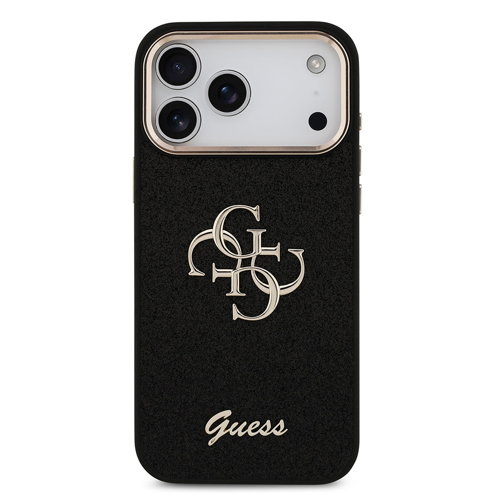 Apple iPhone 17 Pro Max Kılıf Guess Orjinal Lisanslı 4G Büyük Metal Kamera Çerçeveli ve Logolu Glitter Kapak