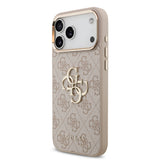Apple iPhone 17 Pro Max Kılıf Guess Orjinal Lisanslı Gold Metal Kamera Çerçeveli 4G Desenli Metal Büyük 4G ve Yazı Logolu Kapak