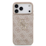 Apple iPhone 17 Pro Max Kılıf Guess Orjinal Lisanslı Gold Metal Kamera Çerçeveli 4G Desenli Metal Büyük 4G ve Yazı Logolu Kapak