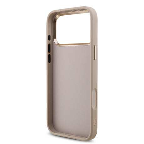 Apple iPhone 17 Pro Max Kılıf Guess Orjinal Lisanslı Gold Metal Kamera Çerçeveli 4G Desenli Metal Büyük 4G ve Yazı Logolu Kapak