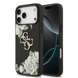 Apple iPhone 17 Pro Max Kılıf Guess Orjinal Lisanslı Gül Baskılı Büyük Metal Logo Dizaynlı Kapak