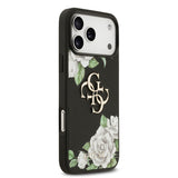 Apple iPhone 17 Pro Max Kılıf Guess Orjinal Lisanslı Gül Baskılı Büyük Metal Logo Dizaynlı Kapak