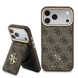 Apple iPhone 17 Pro Max Kılıf Guess Orjinal Lisanslı M-safe Şarj Özellikli 4G Büyük Metal Logolu Kartlıklı Kapak
