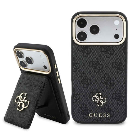Apple iPhone 17 Pro Max Kılıf Guess Orjinal Lisanslı M-safe Şarj Özellikli 4G Büyük Metal Logolu Kartlıklı Kapak