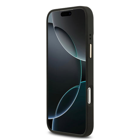 Apple iPhone 17 Pro Max Kılıf Guess Orjinal Lisanslı M-safe Şarj Özellikli 4G Desenli PU Metal Plaka Klasik Logolu Kapak