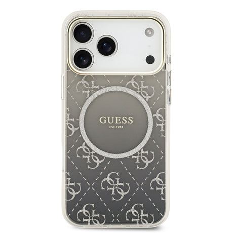 Apple iPhone 17 Pro Max Kılıf Guess Orjinal Lisanslı M-safe Şarj Özellikli 4G Desenli Simli Silikon Kapak