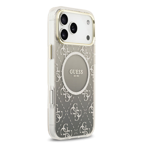 Apple iPhone 17 Pro Max Kılıf Guess Orjinal Lisanslı M-safe Şarj Özellikli 4G Desenli Simli Silikon Kapak