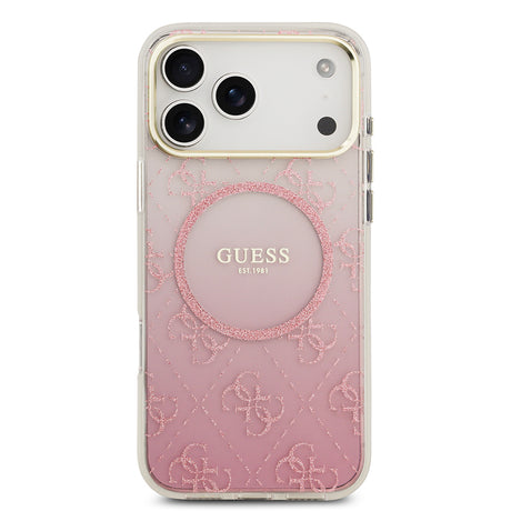 Apple iPhone 17 Pro Max Kılıf Guess Orjinal Lisanslı M-safe Şarj Özellikli 4G Desenli Simli Silikon Kapak