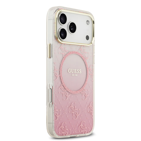 Apple iPhone 17 Pro Max Kılıf Guess Orjinal Lisanslı M-safe Şarj Özellikli 4G Desenli Simli Silikon Kapak