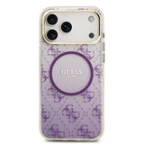 Apple iPhone 17 Pro Max Kılıf Guess Orjinal Lisanslı M-safe Şarj Özellikli 4G Desenli Simli Silikon Kapak