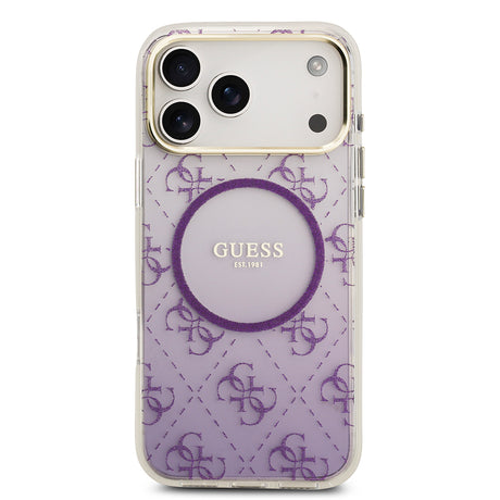 Apple iPhone 17 Pro Max Kılıf Guess Orjinal Lisanslı M-safe Şarj Özellikli 4G Desenli Simli Silikon Kapak