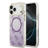 Apple iPhone 17 Pro Max Kılıf Guess Orjinal Lisanslı M-safe Şarj Özellikli 4G Desenli Simli Silikon Kapak
