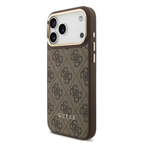Apple iPhone 17 Pro Max Kılıf Guess Orjinal Lisanslı M-safe Şarj Özellikli 4G Metal Büyük Logolu Kartlıklı Kapak