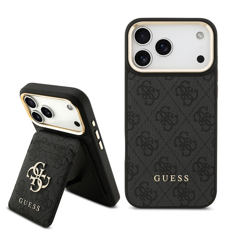 Apple iPhone 17 Pro Max Kılıf Guess Orjinal Lisanslı M-safe Şarj Özellikli 4G Metal Büyük Logolu Kartlıklı Kapak