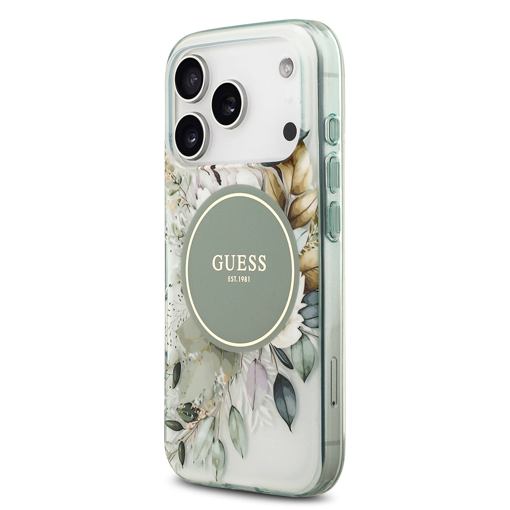 Apple iPhone 17 Pro Max Kılıf Guess Orjinal Lisanslı M-safe Şarj Özellikli Flower Tonal Circle Kapak
