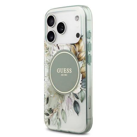 Apple iPhone 17 Pro Max Kılıf Guess Orjinal Lisanslı M-safe Şarj Özellikli Flower Tonal Circle Kapak