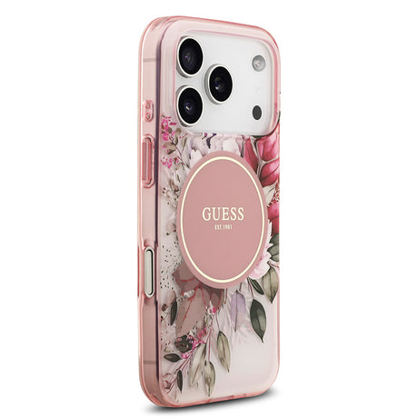 Apple iPhone 17 Pro Max Kılıf Guess Orjinal Lisanslı M-safe Şarj Özellikli Flower Tonal Circle Kapak
