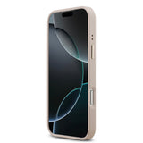 Apple iPhone 17 Pro Max Kılıf Guess Orjinal Lisanslı M-safe Şarj Özellikli Gold Metal Kamera Çerçeveli PU Deri 4G Desenli Yazı Logolu Kapak