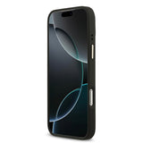 Apple iPhone 17 Pro Max Kılıf Guess Orjinal Lisanslı M-safe Şarj Özellikli Gold Metal Kamera Çerçeveli PU Deri 4G Desenli Yazı Logolu Kapak