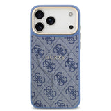 Apple iPhone 17 Pro Max Kılıf Guess Orjinal Lisanslı M-safe Şarj Özellikli Gold Metal Kamera Çerçeveli PU Deri 4G Desenli Yazı Logolu Kapak