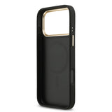 Apple iPhone 17 Pro Max Kılıf Guess Orjinal Lisanslı M-safe Şarj Özellikli Gold Metal Kamera Çerçeveli Taşlı 4G Logolu Kapak