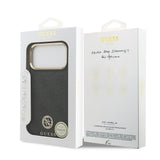 Apple iPhone 17 Pro Max Kılıf Guess Orjinal Lisanslı M-safe Şarj Özellikli Gold Metal Kamera Çerçeveli Taşlı 4G Logolu Kapak