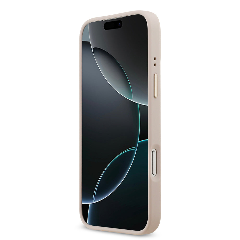 Apple iPhone 17 Pro Max Kılıf Guess Orjinal Lisanslı M-safe Şarj Özellikli Gold Metal Kamera Çerçeveli Taşlı 4G Logolu Kapak