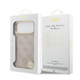 Apple iPhone 17 Pro Max Kılıf Guess Orjinal Lisanslı M-safe Şarj Özellikli Gold Metal Kamera Çerçeveli Taşlı 4G Logolu Kapak