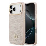 Apple iPhone 17 Pro Max Kılıf Guess Orjinal Lisanslı M-safe Şarj Özellikli Gold Metal Kamera Çerçeveli Taşlı 4G Logolu Kapak