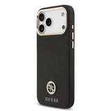 Apple iPhone 17 Pro Max Kılıf Guess Orjinal Lisanslı M-safe Şarj Özellikli Grained Yazı ve Taşlı 4G Logolu Kapak