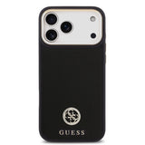 Apple iPhone 17 Pro Max Kılıf Guess Orjinal Lisanslı M-safe Şarj Özellikli Grained Yazı ve Taşlı 4G Logolu Kapak