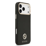 Apple iPhone 17 Pro Max Kılıf Guess Orjinal Lisanslı M-safe Şarj Özellikli Grained Yazı ve Taşlı 4G Logolu Kapak